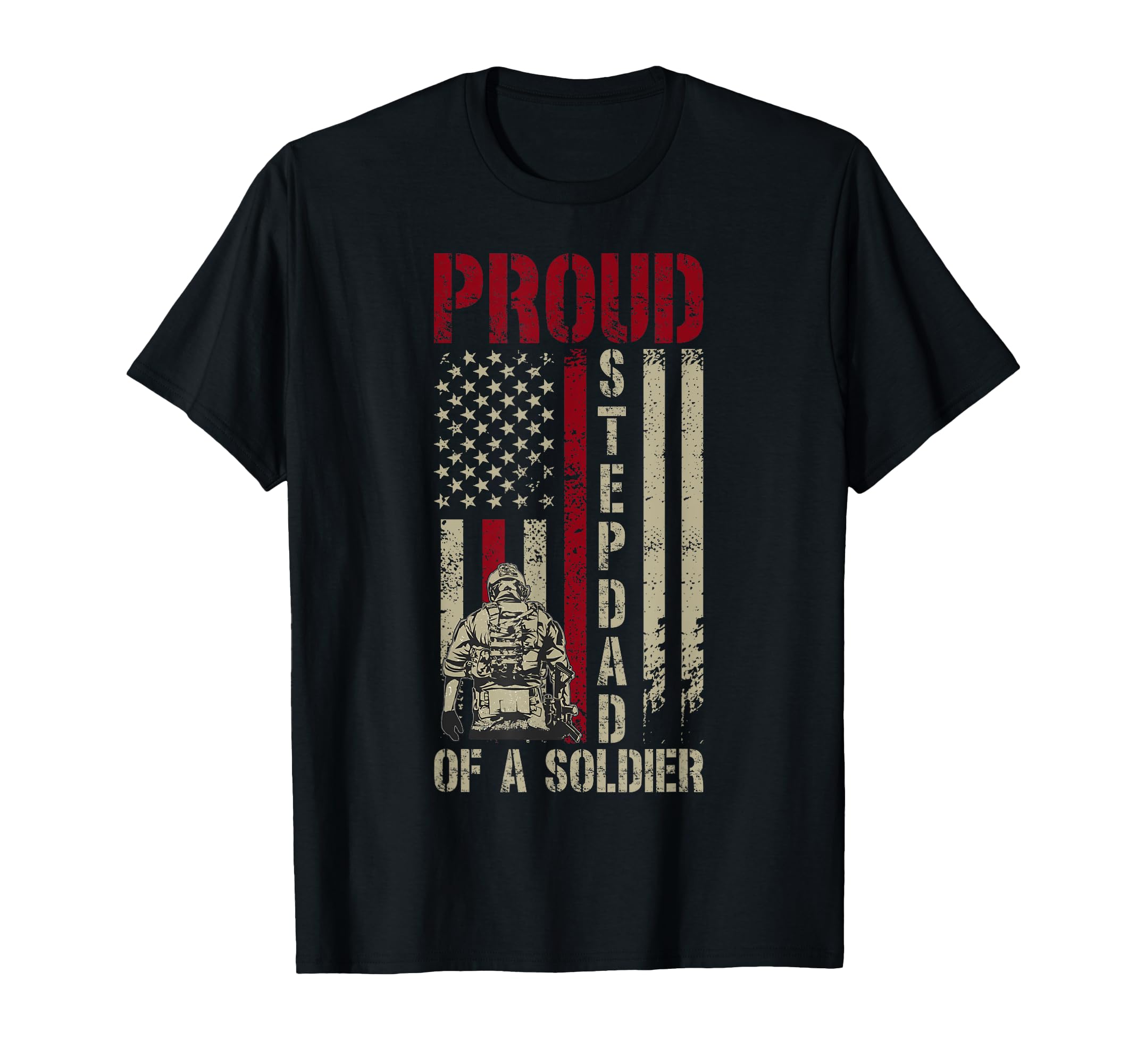 Proud Soldier Stepdad Us Flag T-Shirt - Streetwear Style Men Women - T-Shirt, Sweatshirt, Hoodie