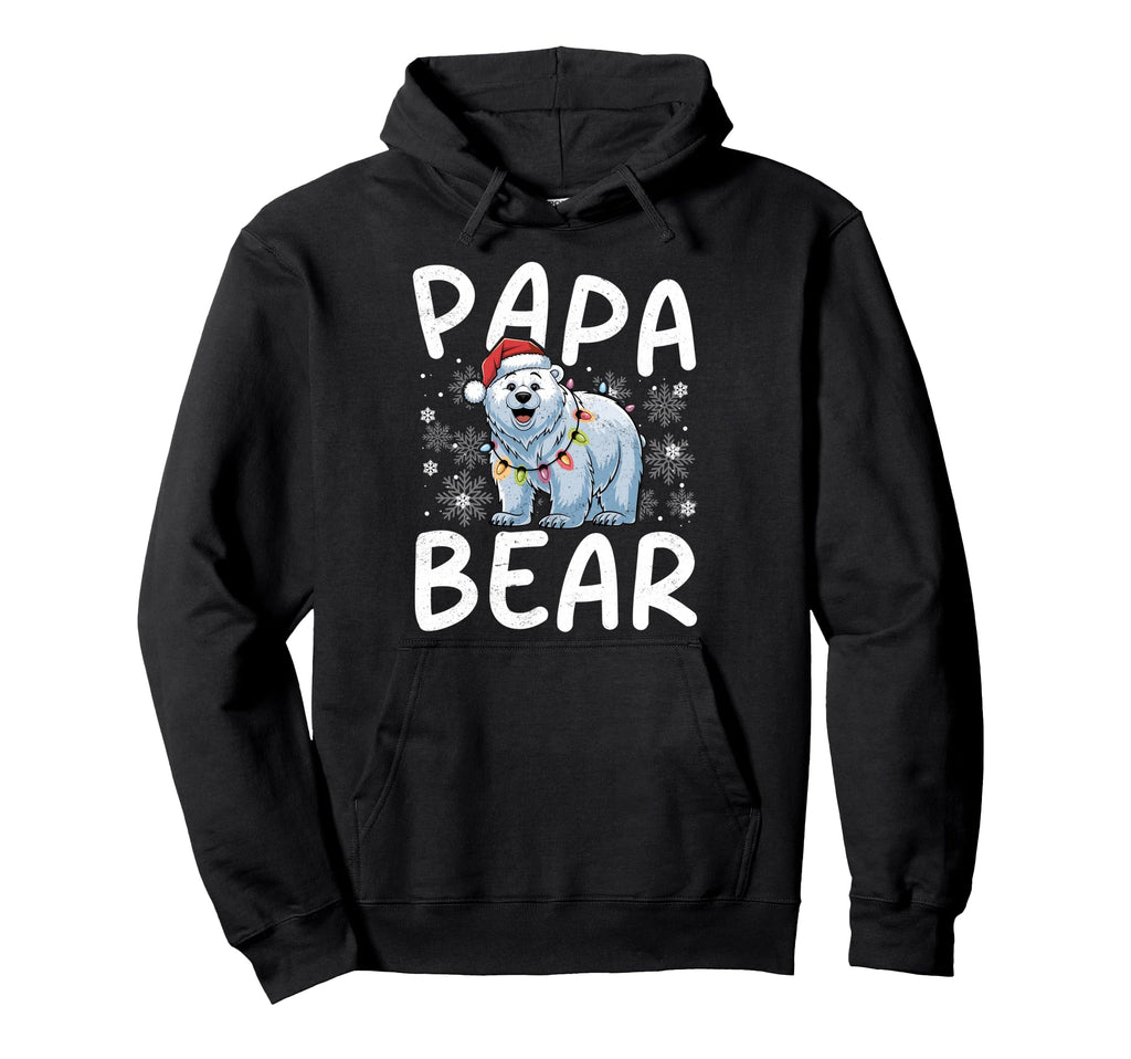 Funny Papa Bear Lights Santa Hat Hoodie - Unique Graphic for Adults - T-Shirt, Sweatshirt, Hoodie