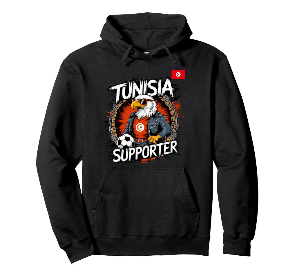 Tunisian Flag Football Fans Tunisian Hoodie - Fun Novelty Design Men Women - T-Shirt, Sweatshirt, Hoodie