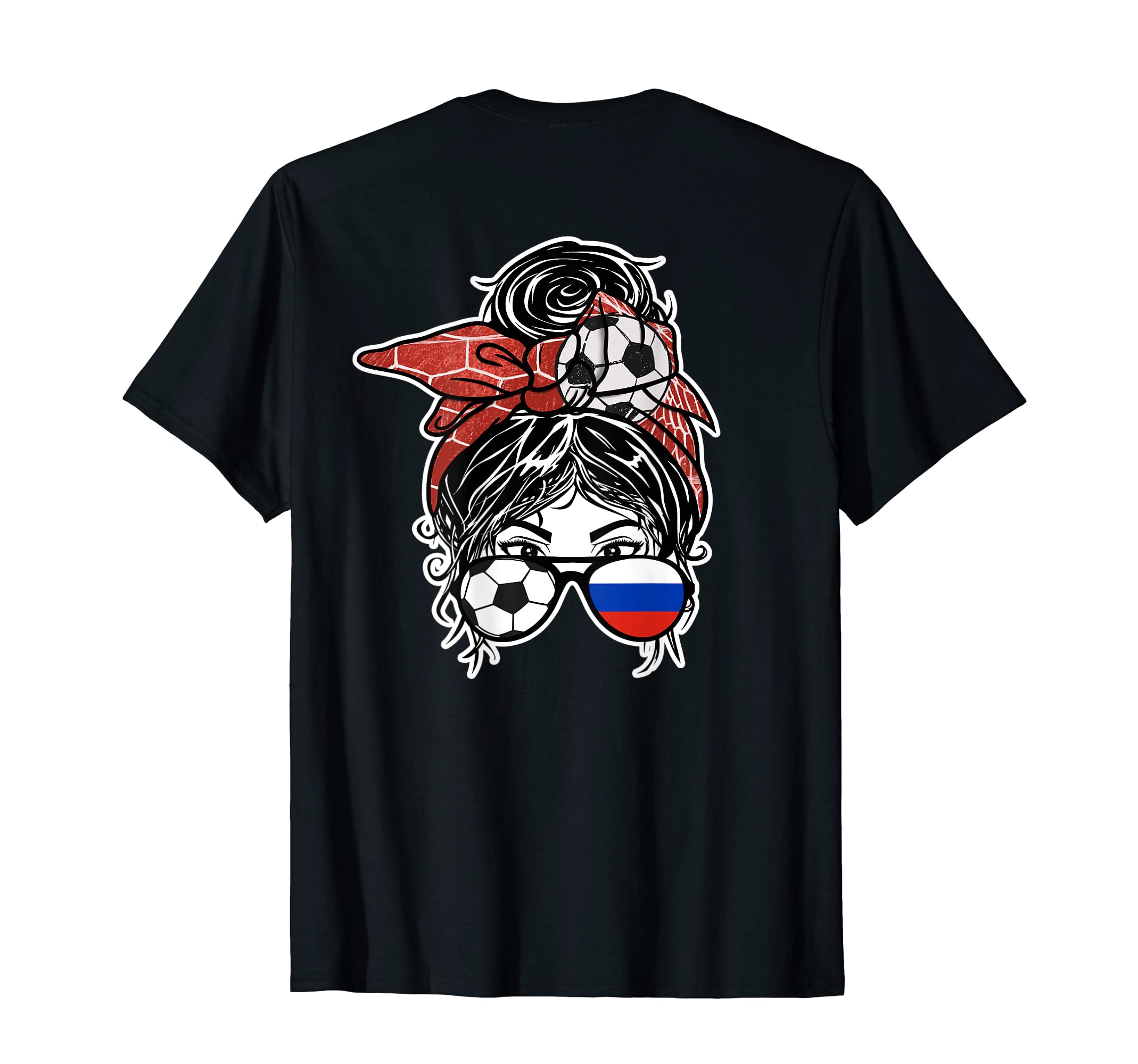 Messy Bun Hair Russian Soccer Russia T-Shirt - Unique Graphic Men Women - T-Shirt, Sweatshirt, Hoodie