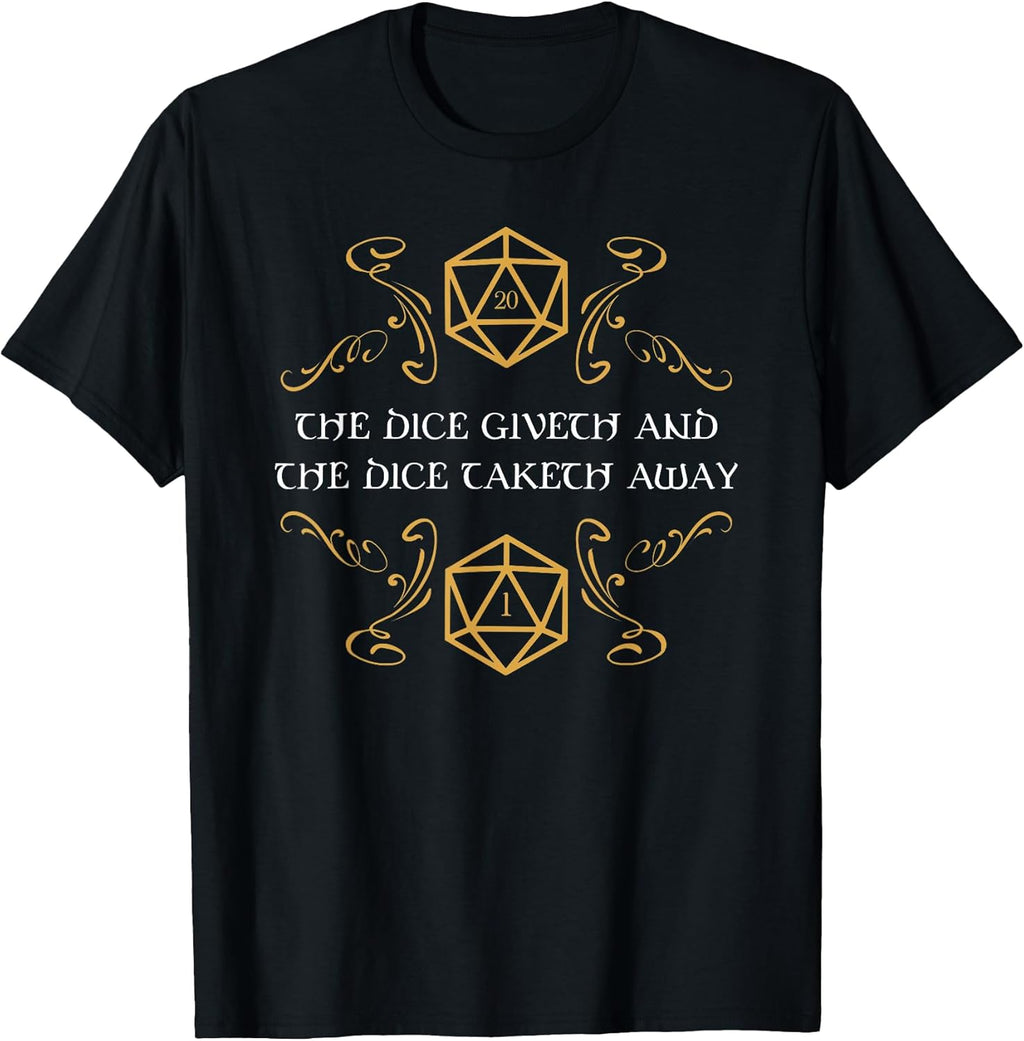 D20 Dice Giveth and Taketh Away Funny Nerdy - Adult & Kids T-Shirts, Sweatshirts & Hoodies apparel design preview 1