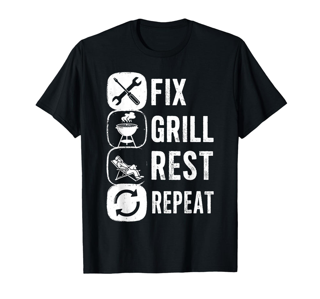 Mens Fix Grill Rest Repeat Routine T-Shirt - Custom Art Print for Adults - T-Shirt, Sweatshirt, Hoodie