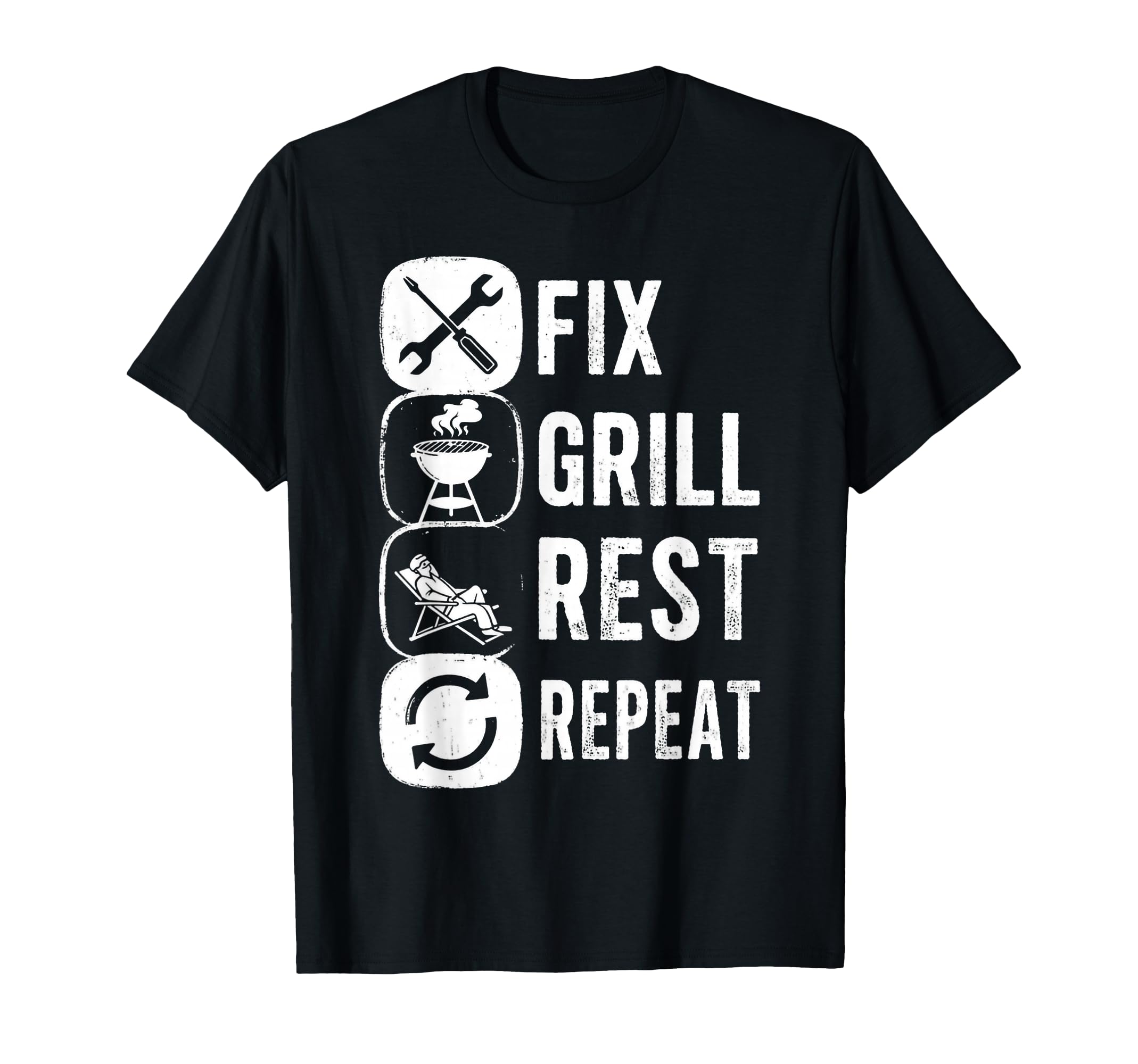 Mens Fix Grill Rest Repeat Routine T-Shirt - Custom Art Print for Adults - T-Shirt, Sweatshirt, Hoodie