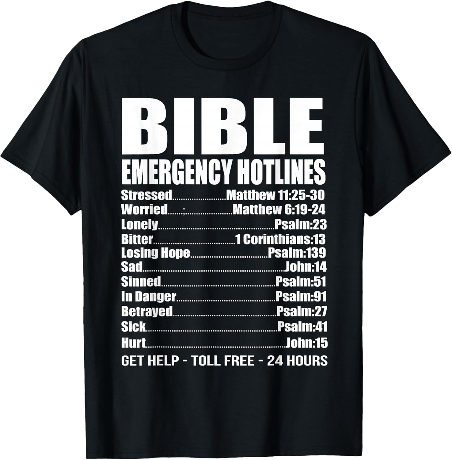 Bible Emergency Numbers Funny Hotline Christian Gift - Adult & Kids T-Shirts, Sweatshirts & Hoodies apparel design preview 1