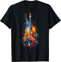 Upright Bass Instrument on Colorful Painted Double - Adult & Kids T-Shirts, Sweatshirts & Hoodies apparel design preview 1