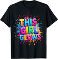 This Girl Glows Colorful 90s 80s Rainbow Colors - Adult & Kids T-Shirts, Sweatshirts & Hoodies apparel design preview 1