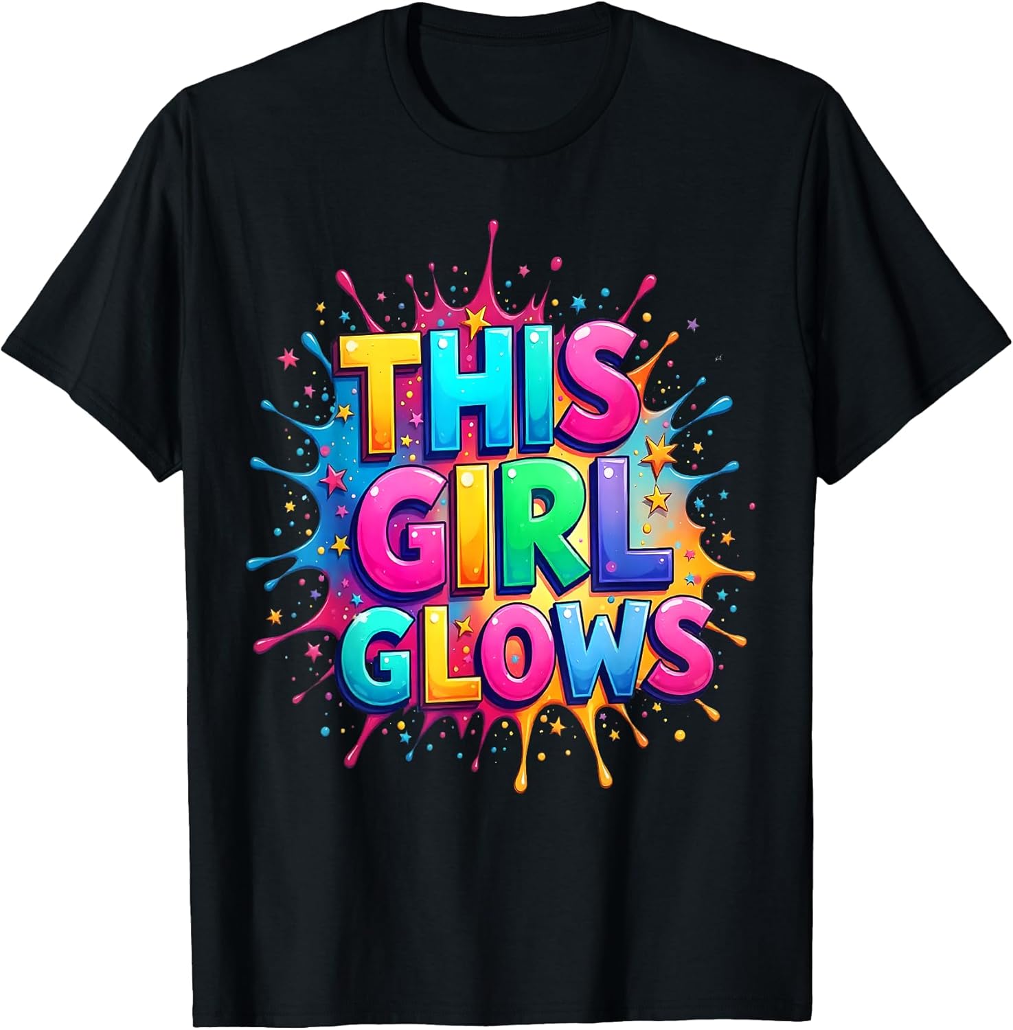 This Girl Glows Colorful 90s 80s Rainbow Colors - Adult & Kids T-Shirts, Sweatshirts & Hoodies apparel design preview 1