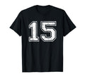 Number 15 Fifteen Distressed Sport Team T-Shirt - Aesthetic Graphic Unisex - T-Shirt, Sweatshirt, Hoodie