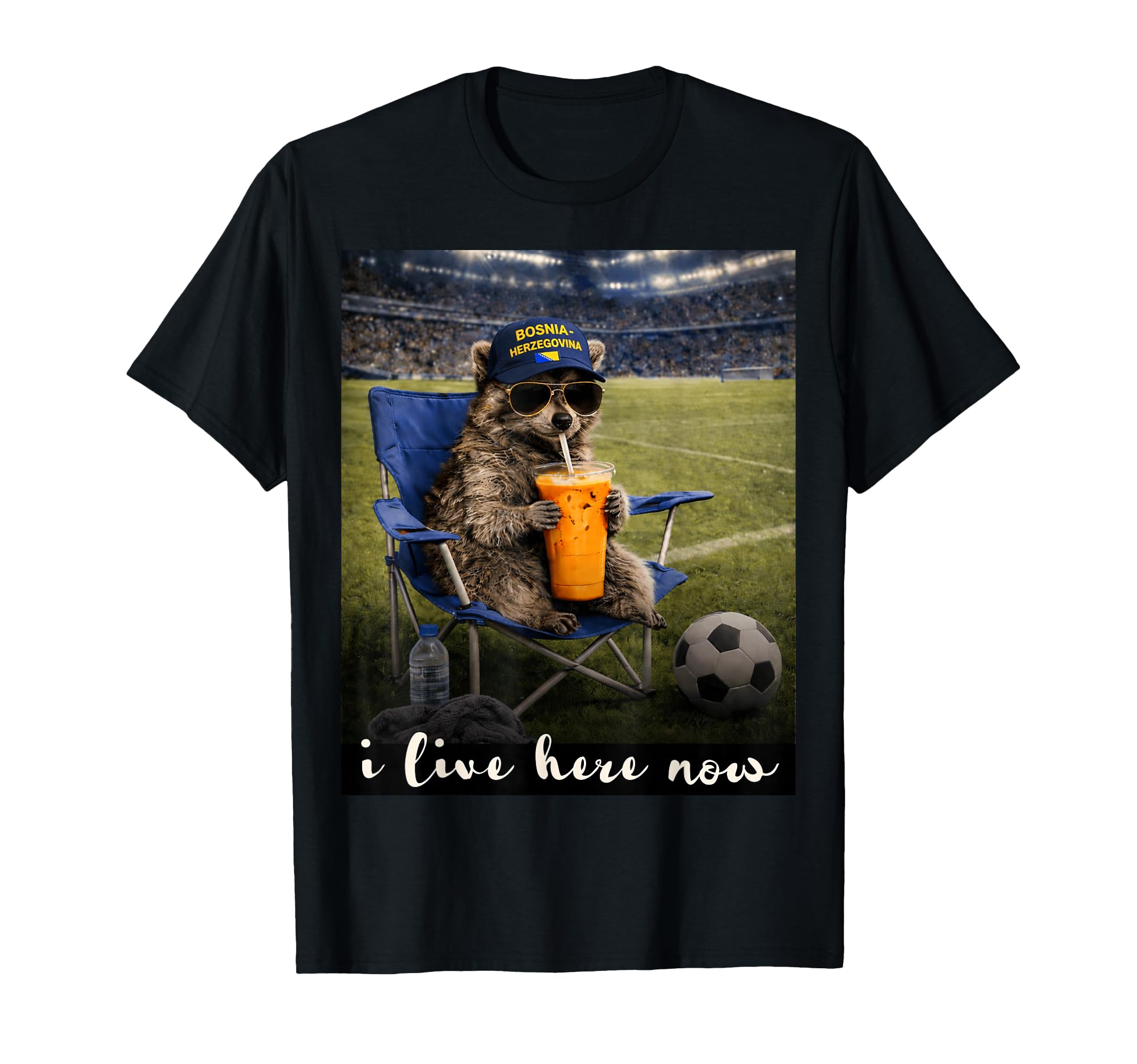 Funny Raccoon Bosnia Soccer Fan Futbol T-Shirt - Novelty Apparel Men Women - T-Shirt, Sweatshirt, Hoodie