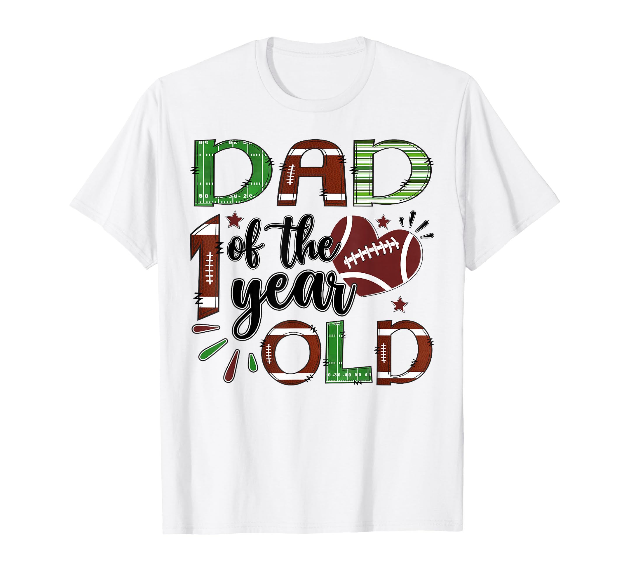 Dad 1 Year Old Football 1St Birthday T-Shirt - Graphic Print Unisex - T-Shirt, Sweatshirt, Hoodie