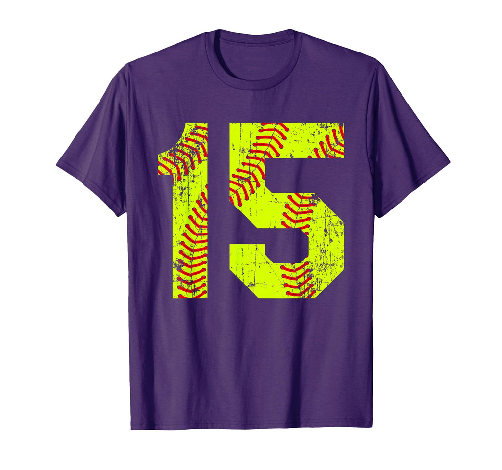 Softball 15 Jersey Number T-Shirt - Graphic Print for Adults - T-Shirt, Sweatshirt, Hoodie