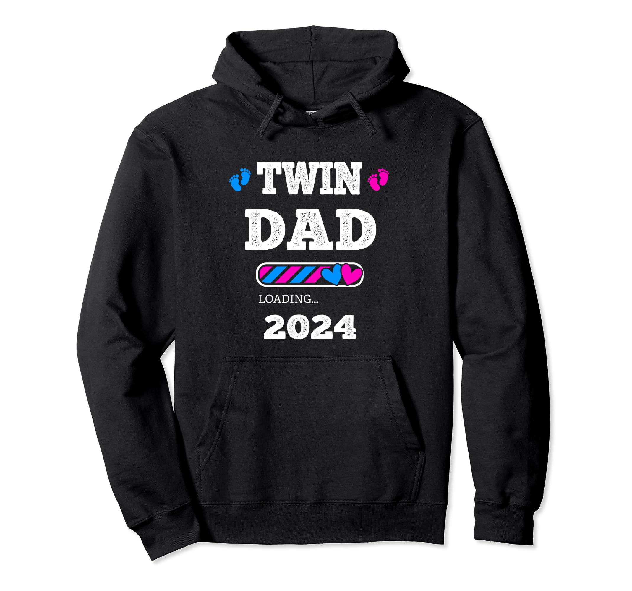 2024 Twin Dad Loading Pregnancy Hoodie - Novelty Apparel for Adults - T-Shirt, Sweatshirt, Hoodie