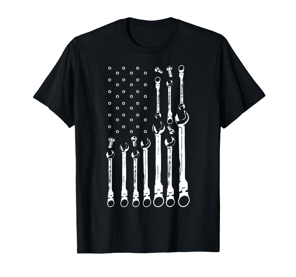 Mechanic Flag American Patriotic Flag T-Shirt - Minimalist Print Men Women - T-Shirt, Sweatshirt, Hoodie