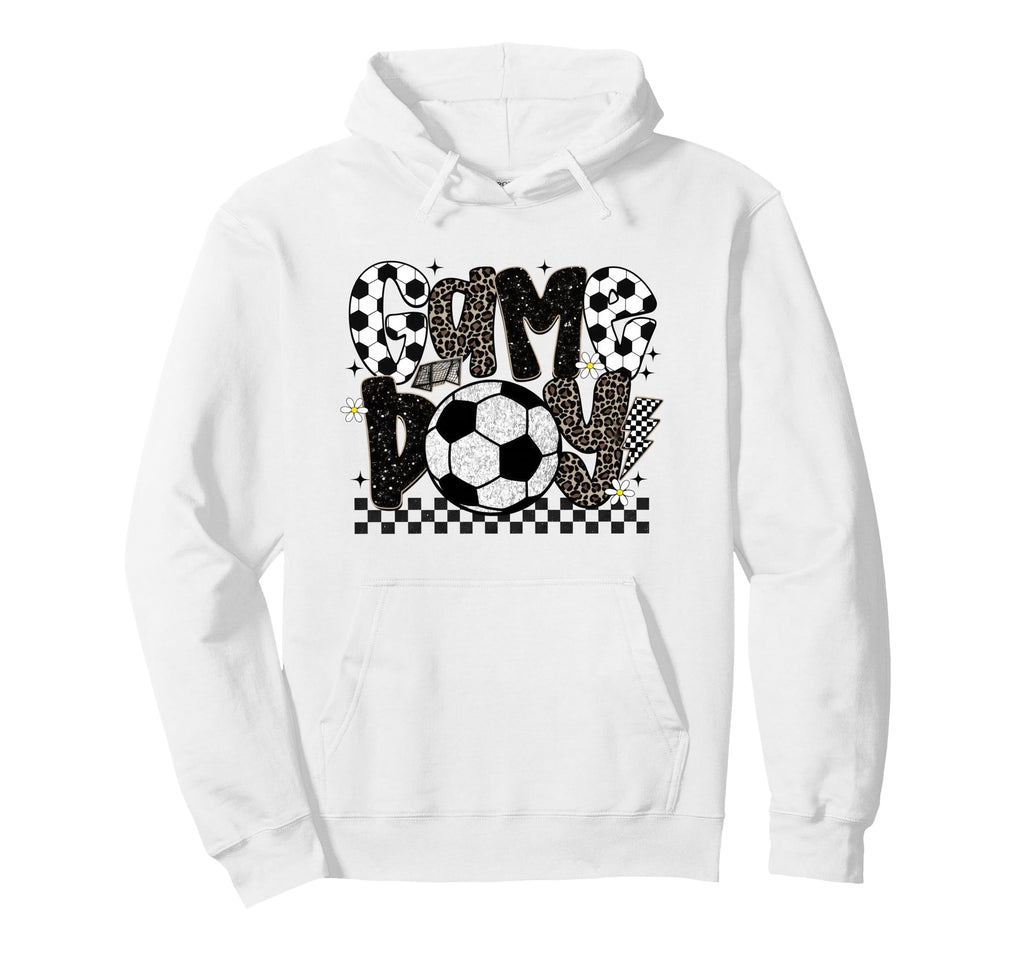 Checkered Soccer Game Day Leopard Soccer Mom Hoodie - Trendy Graphic Unisex - T-Shirt, Sweatshirt, Hoodie