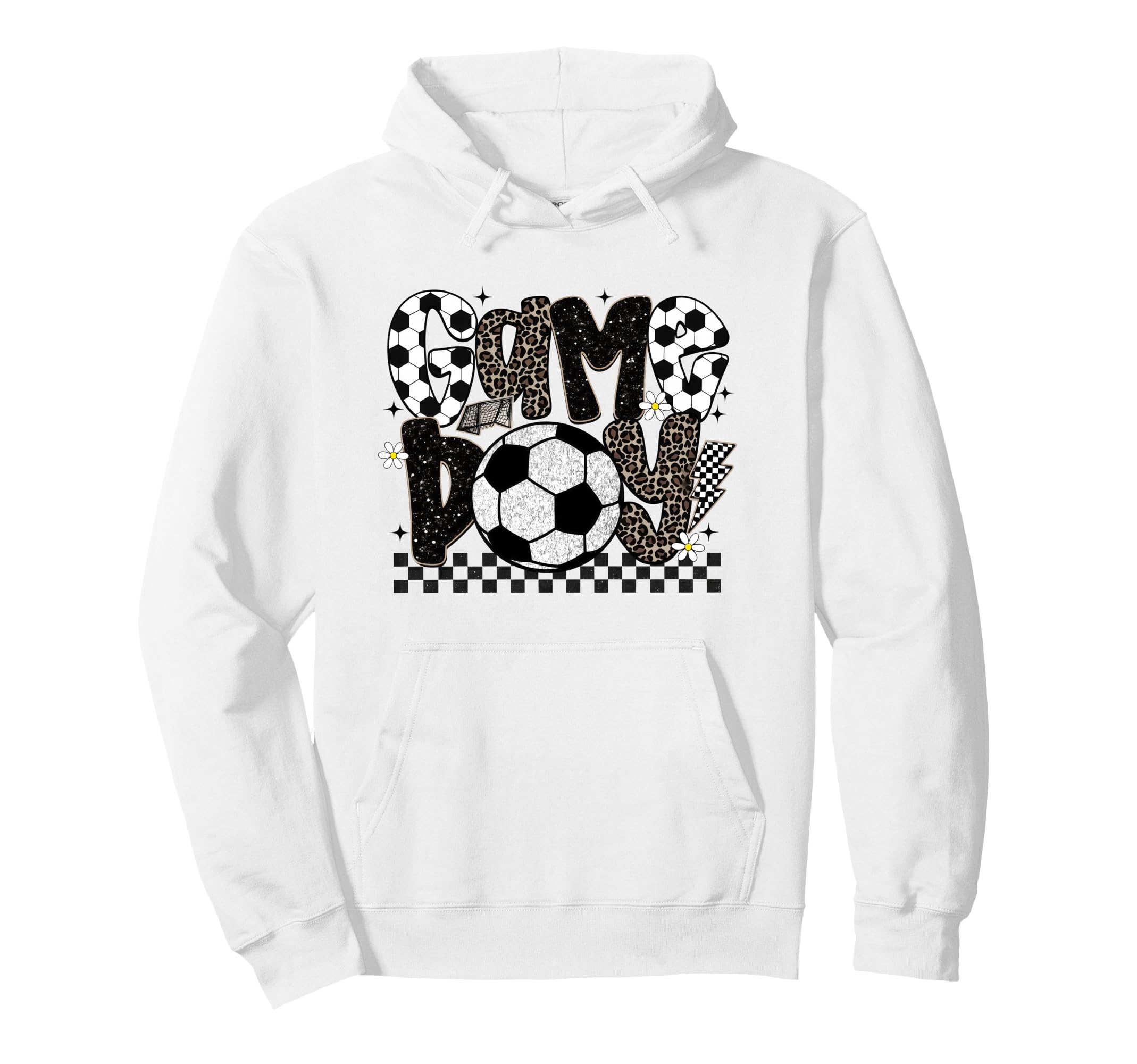 Checkered Soccer Game Day Leopard Soccer Mom Hoodie - Trendy Graphic Unisex - T-Shirt, Sweatshirt, Hoodie
