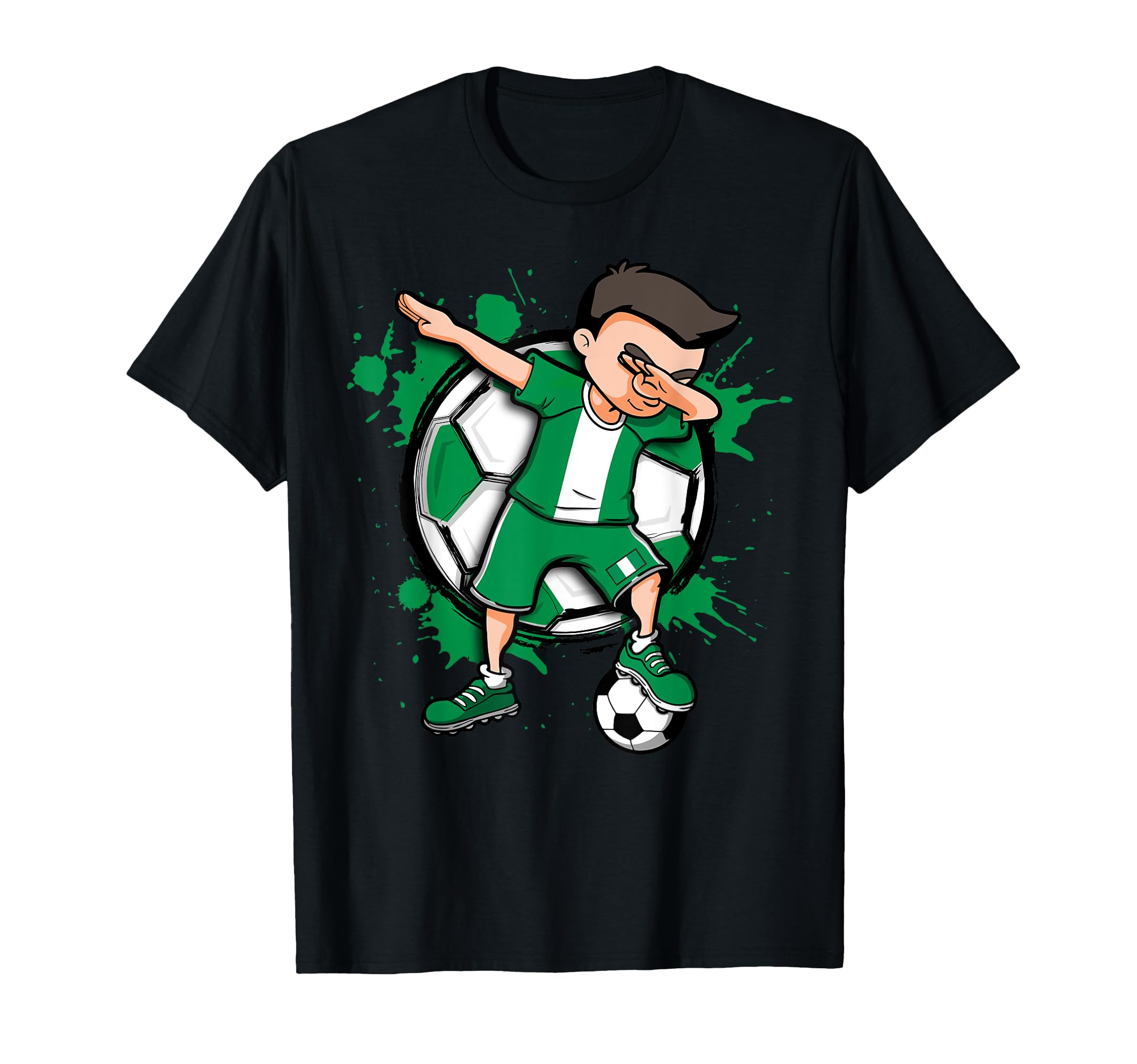 Dabbing Soccer Nigeria Football Fan T-Shirt - Minimalist Print Men Women - T-Shirt, Sweatshirt, Hoodie