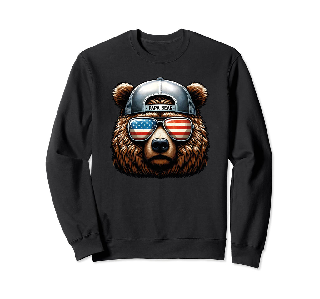Papa Bear Face Sunglases 4Th July Sweatshirt - Streetwear Style for Adults - T-Shirt, Sweatshirt, Hoodie