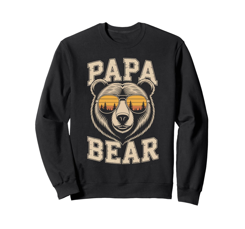 Papa Bear Sunset Forest Shades Sweatshirt - Unique Graphic for Adults - T-Shirt, Sweatshirt, Hoodie
