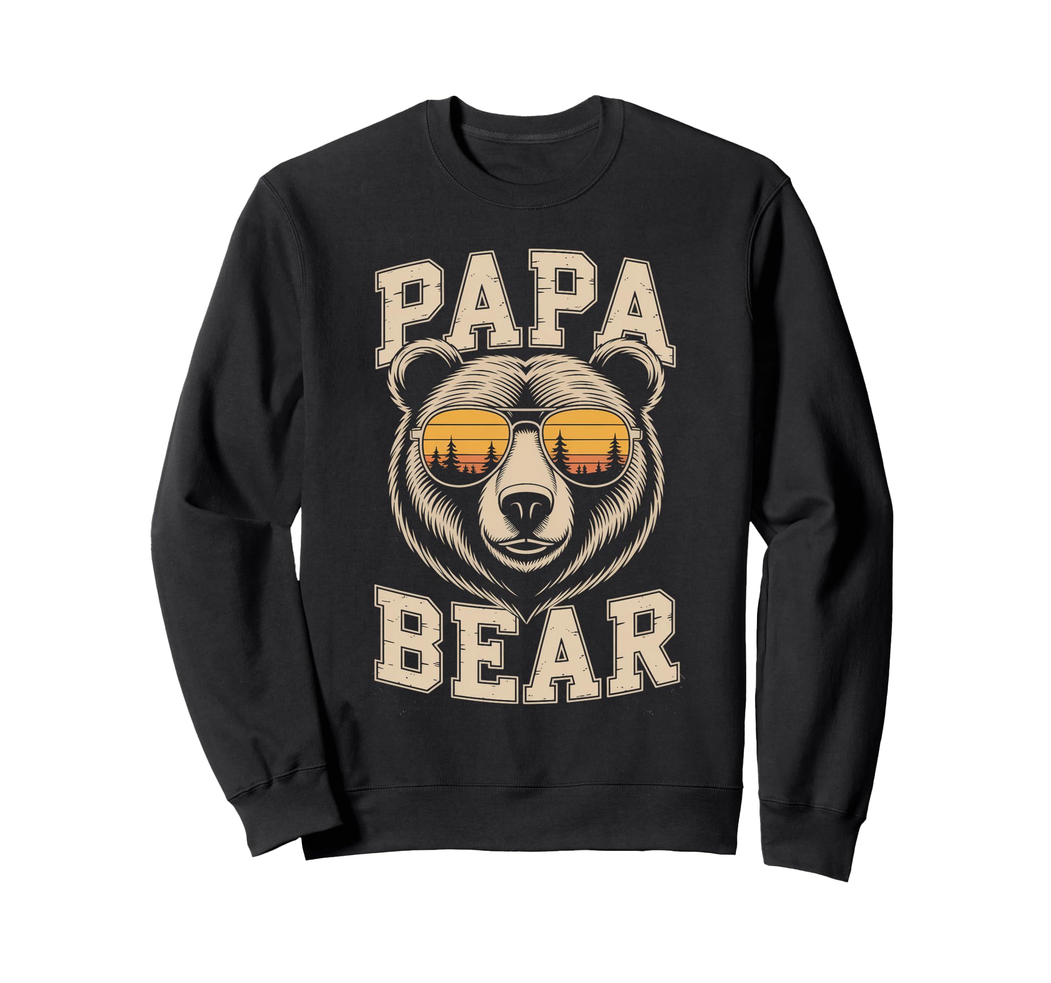 Papa Bear Sunset Forest Shades Sweatshirt - Unique Graphic for Adults - T-Shirt, Sweatshirt, Hoodie