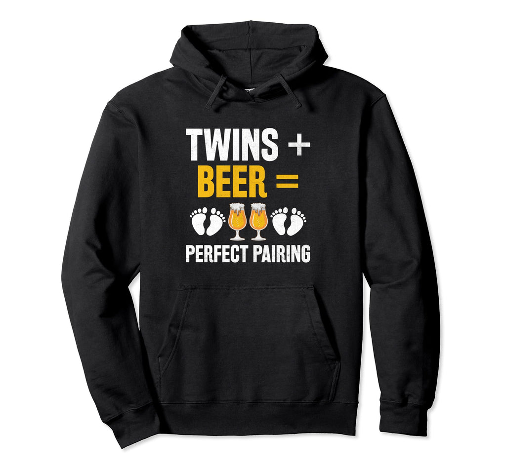 Funny Dad Twins Beer Drinking Twin Hoodie - Minimalist Print for Adults - T-Shirt, Sweatshirt, Hoodie