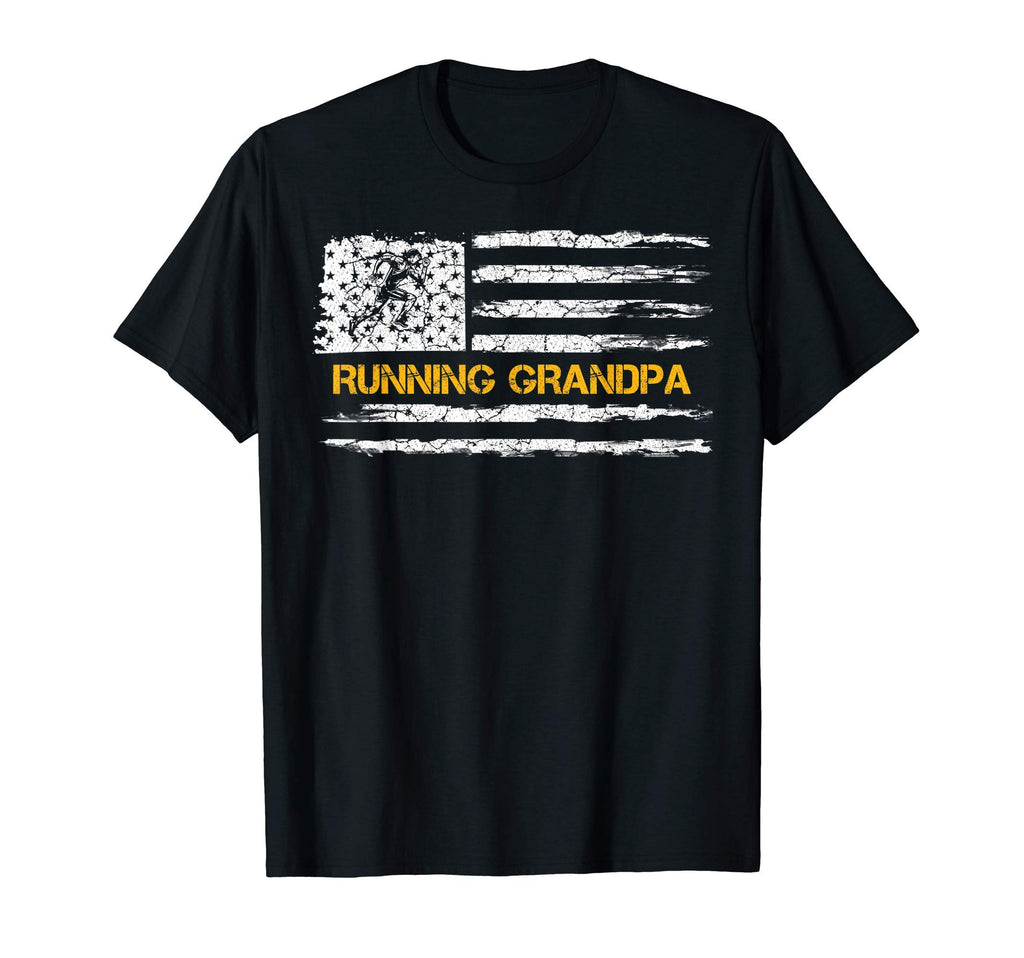Usa Flag Proud Running Grandpa Runner T-Shirt - Minimalist Print Unisex - T-Shirt, Sweatshirt, Hoodie