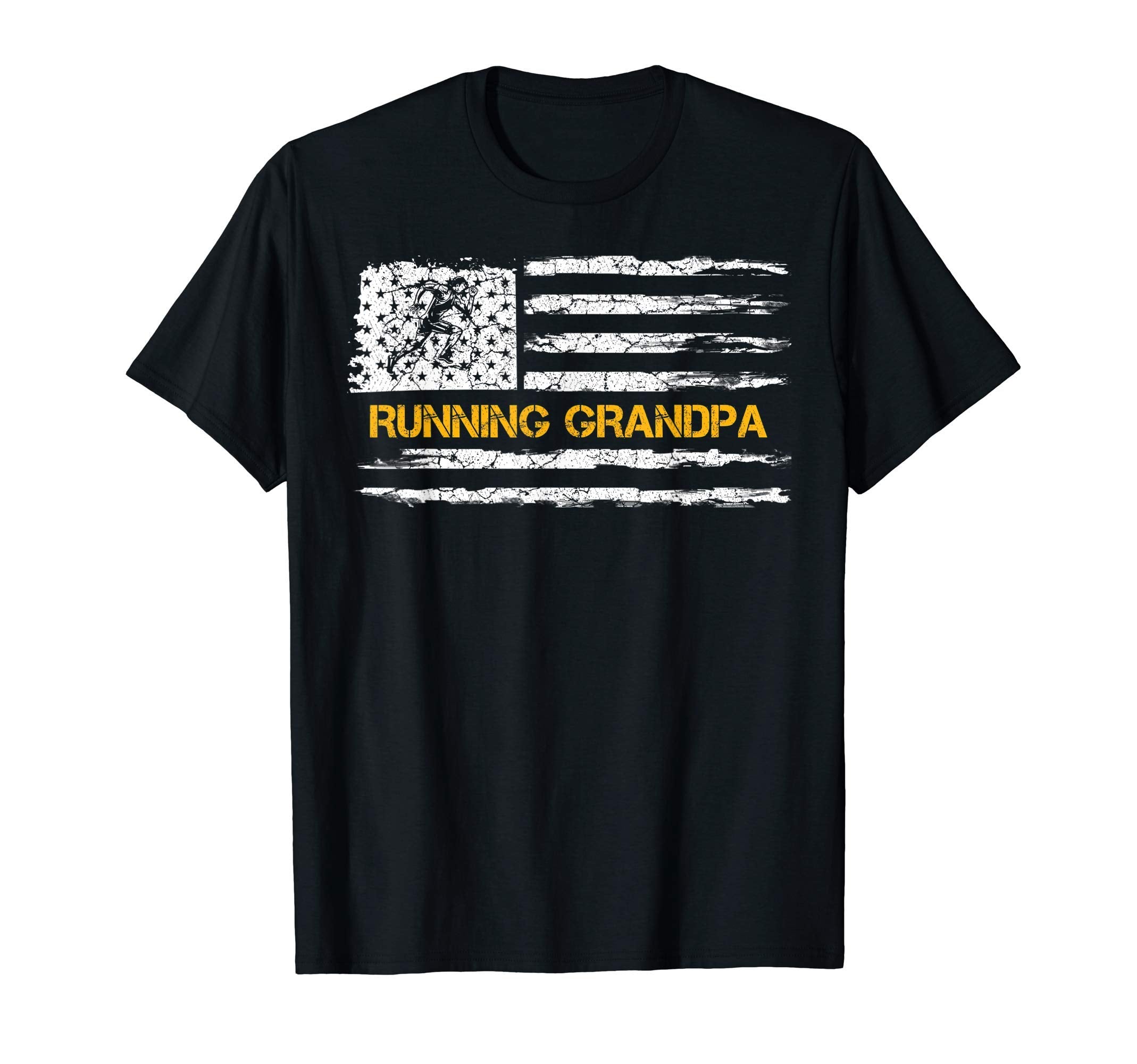 Usa Flag Proud Running Grandpa Runner T-Shirt - Minimalist Print Unisex - T-Shirt, Sweatshirt, Hoodie