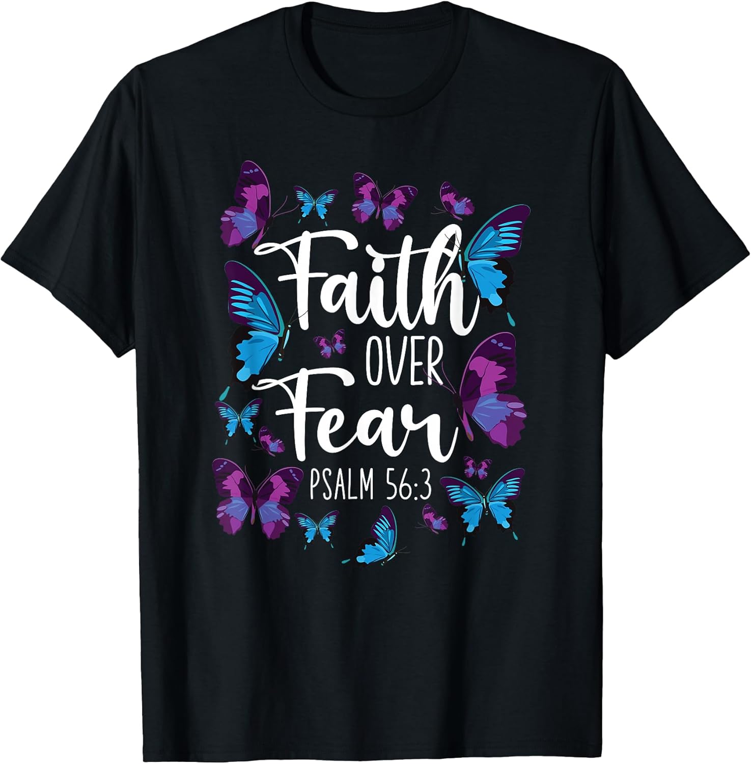 Christian Bible Verse Quote Butterfly Psalm 56:3 - Adult & Kids T-Shirts, Sweatshirts & Hoodies apparel design preview 1