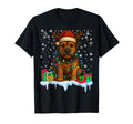 Border Terrier Santa Hat Reindeer Pajama T-Shirt - Novelty Apparel Unisex - T-Shirt, Sweatshirt, Hoodie