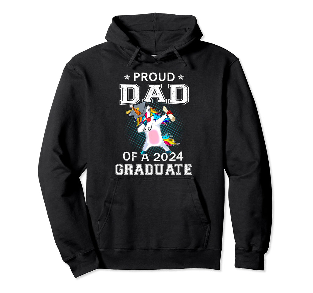 Proud Dad 2024 Graduate Senior Unicorn Hoodie - Minimalist Print Men Women - T-Shirt, Sweatshirt, Hoodie