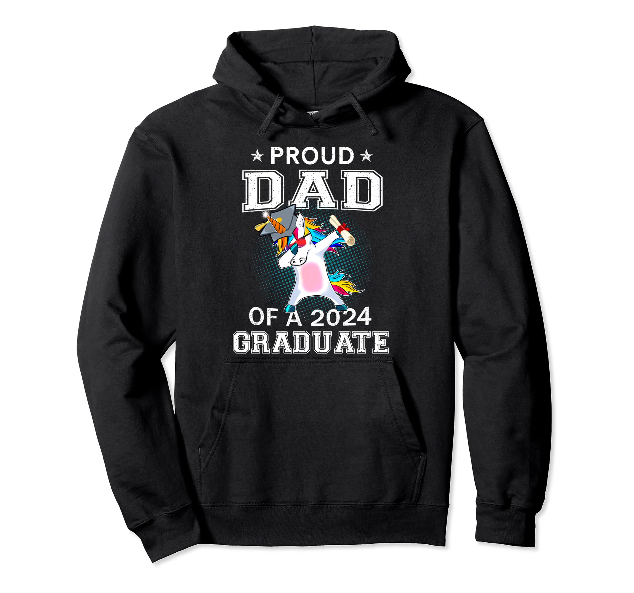 Proud Dad 2024 Graduate Senior Unicorn Hoodie - Minimalist Print Men Women - T-Shirt, Sweatshirt, Hoodie