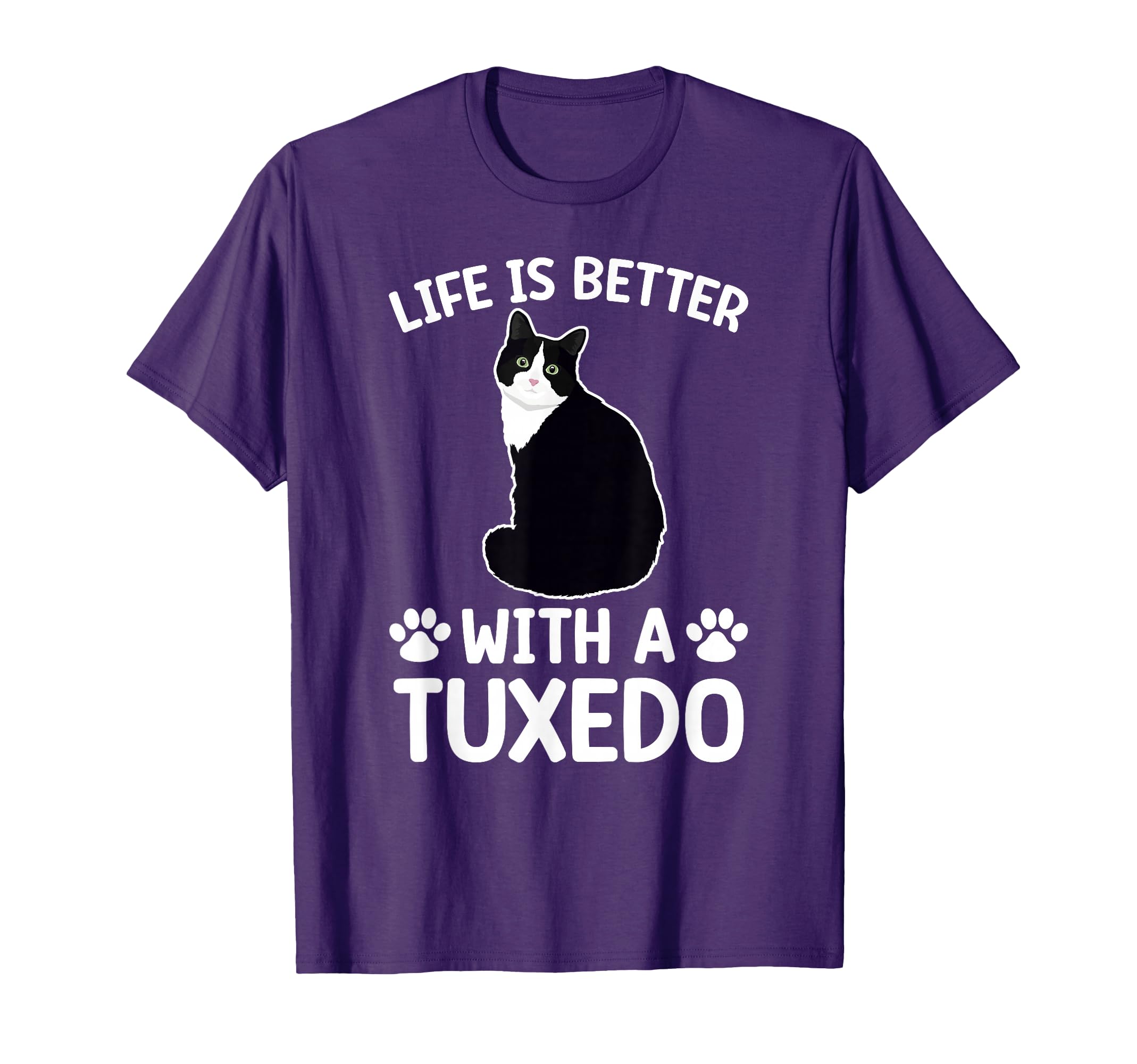 Life Is Better Tuxedo Cat Lover T-Shirt - Minimalist Print for Adults - T-Shirt, Sweatshirt, Hoodie