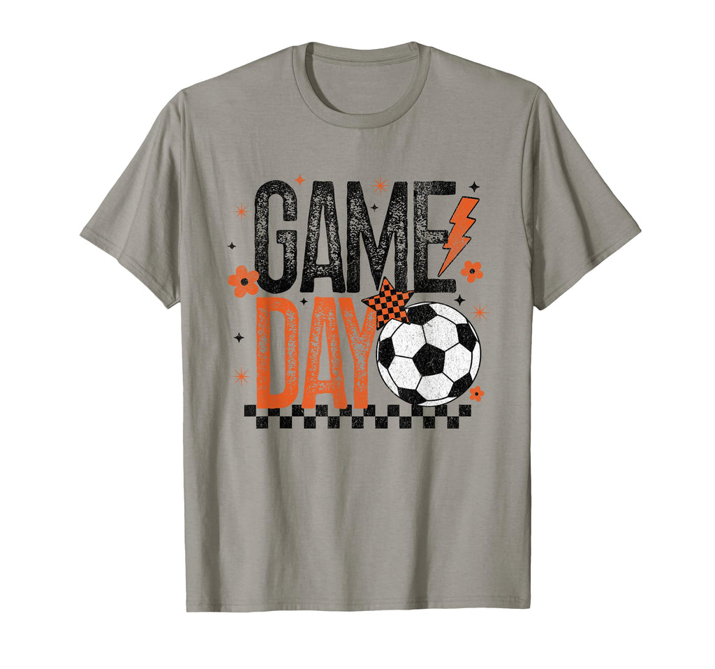 Game Day Soccer Season Checkered Orange T-Shirt - Aesthetic Graphic Unisex - T-Shirt, Sweatshirt, Hoodie
