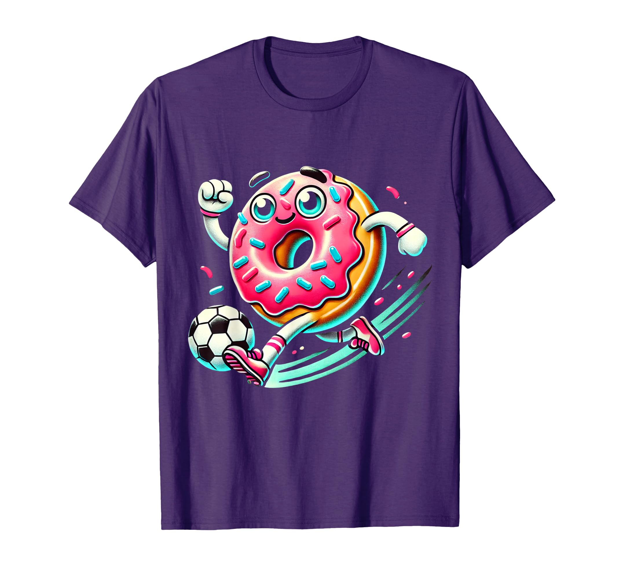 Funny Donut Playing Soccer Food T-Shirt - Fun Novelty Design for Adults - T-Shirt, Sweatshirt, Hoodie