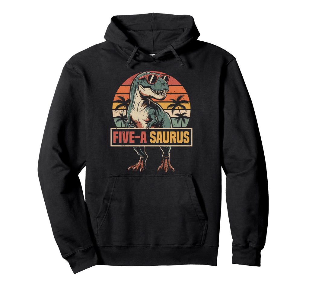 5Th Birthday 5 Yrs Old T Rex Dinosaur Hoodie - Novelty Apparel Unisex - T-Shirt, Sweatshirt, Hoodie