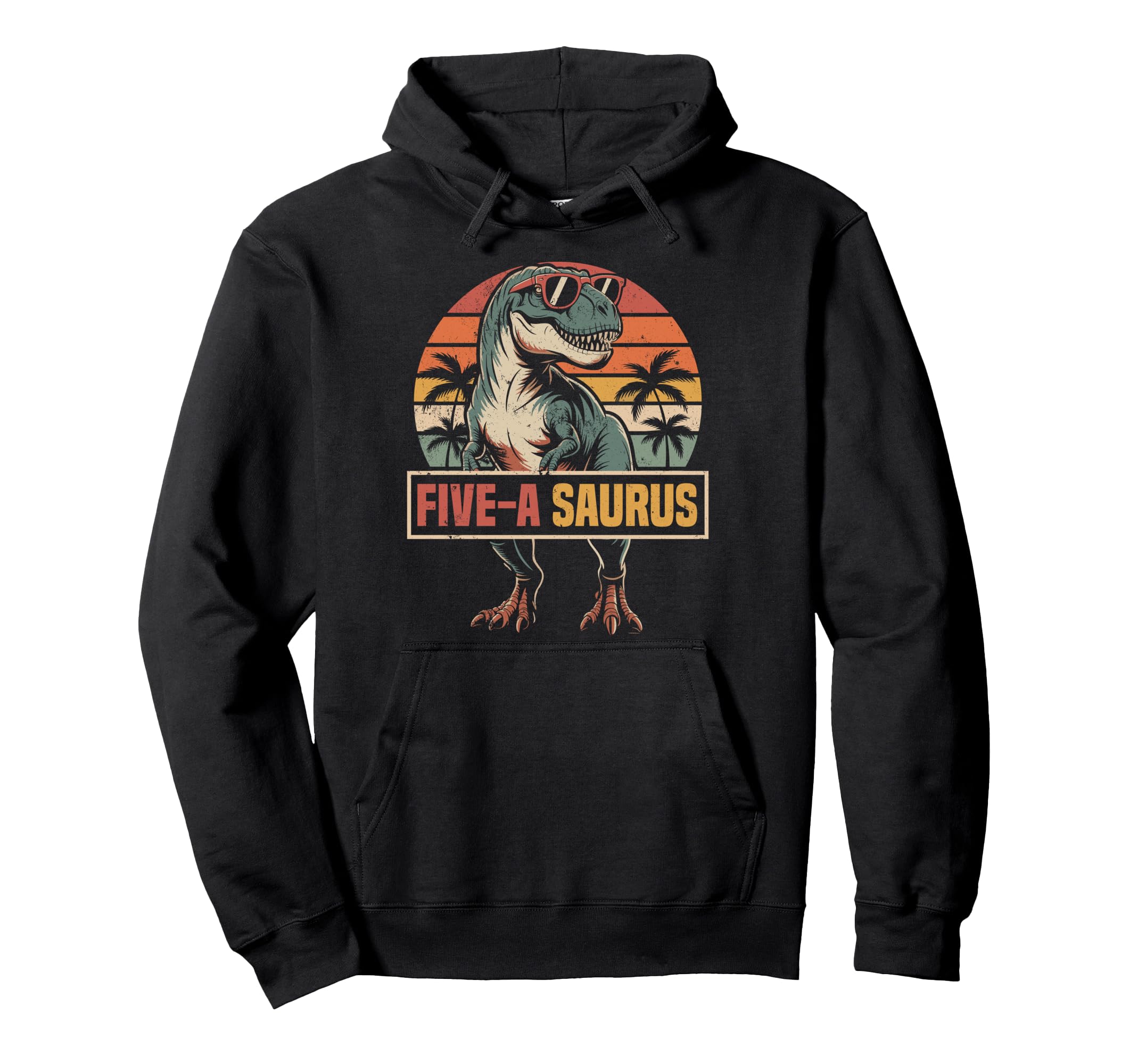 5Th Birthday 5 Yrs Old T Rex Dinosaur Hoodie - Novelty Apparel Unisex - T-Shirt, Sweatshirt, Hoodie