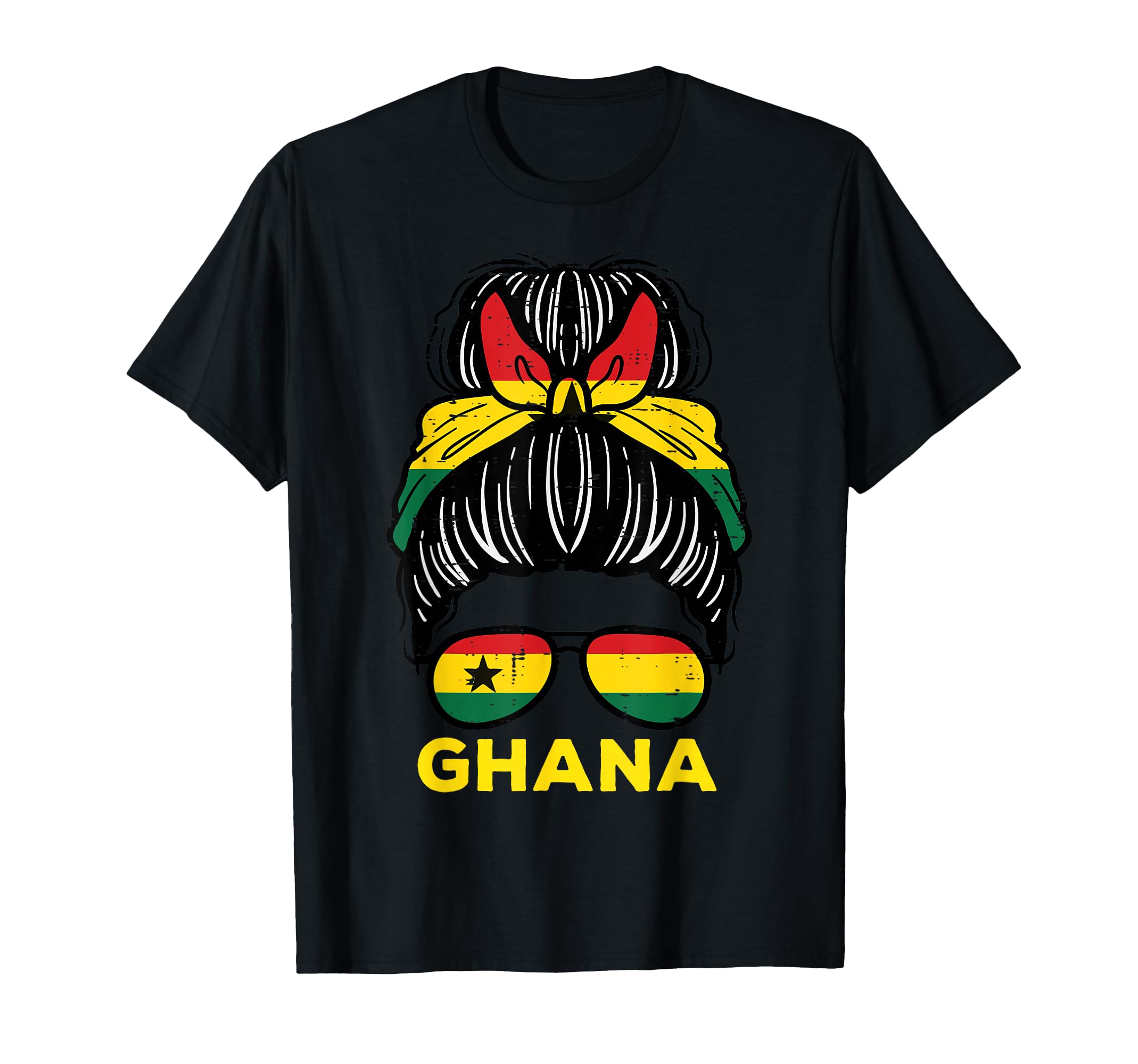 Ghana Flag Ghanaian Hairbun Football T-Shirt - Unique Graphic Unisex - T-Shirt, Sweatshirt, Hoodie