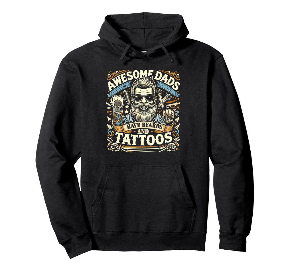 Funny Bearded Inked Dad Papa Daddy Husband Hoodie - Trendy Graphic Unisex - T-Shirt, Sweatshirt, Hoodie