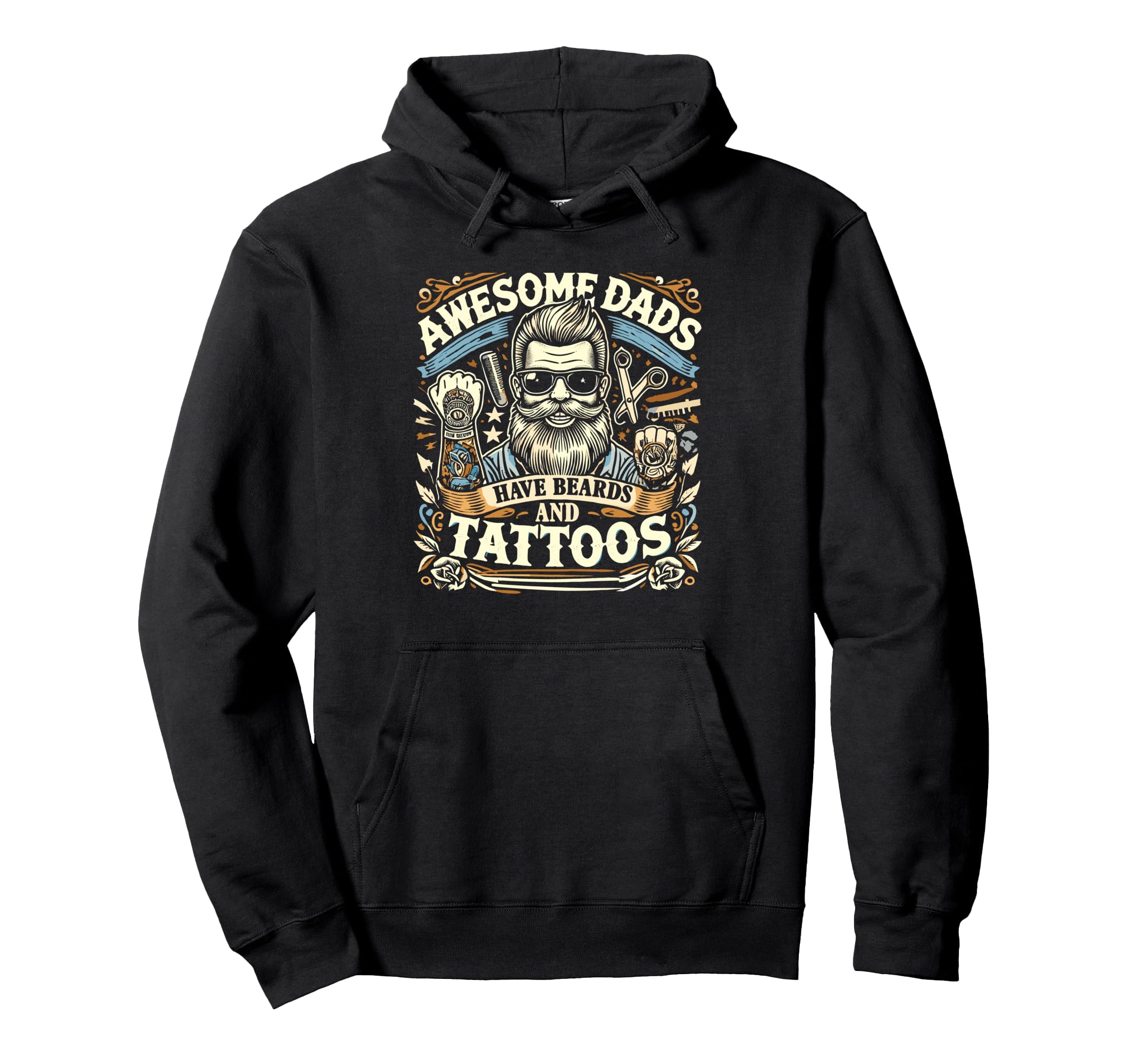 Funny Bearded Inked Dad Papa Daddy Husband Hoodie - Trendy Graphic Unisex - T-Shirt, Sweatshirt, Hoodie