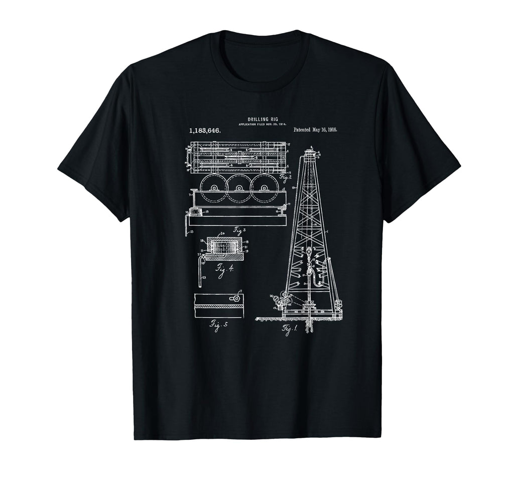 Oil Rig Blueprint Petroleum Engineer T-Shirt - Custom Art Print Unisex - T-Shirt, Sweatshirt, Hoodie