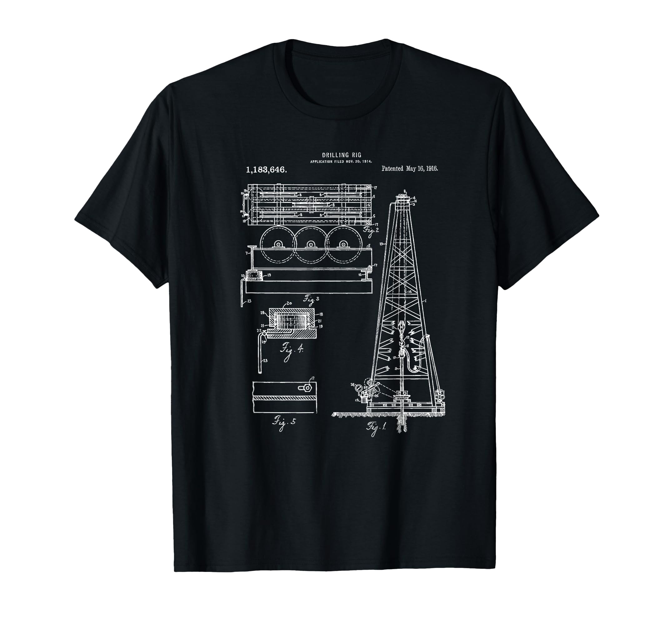 Oil Rig Blueprint Petroleum Engineer T-Shirt - Custom Art Print Unisex - T-Shirt, Sweatshirt, Hoodie