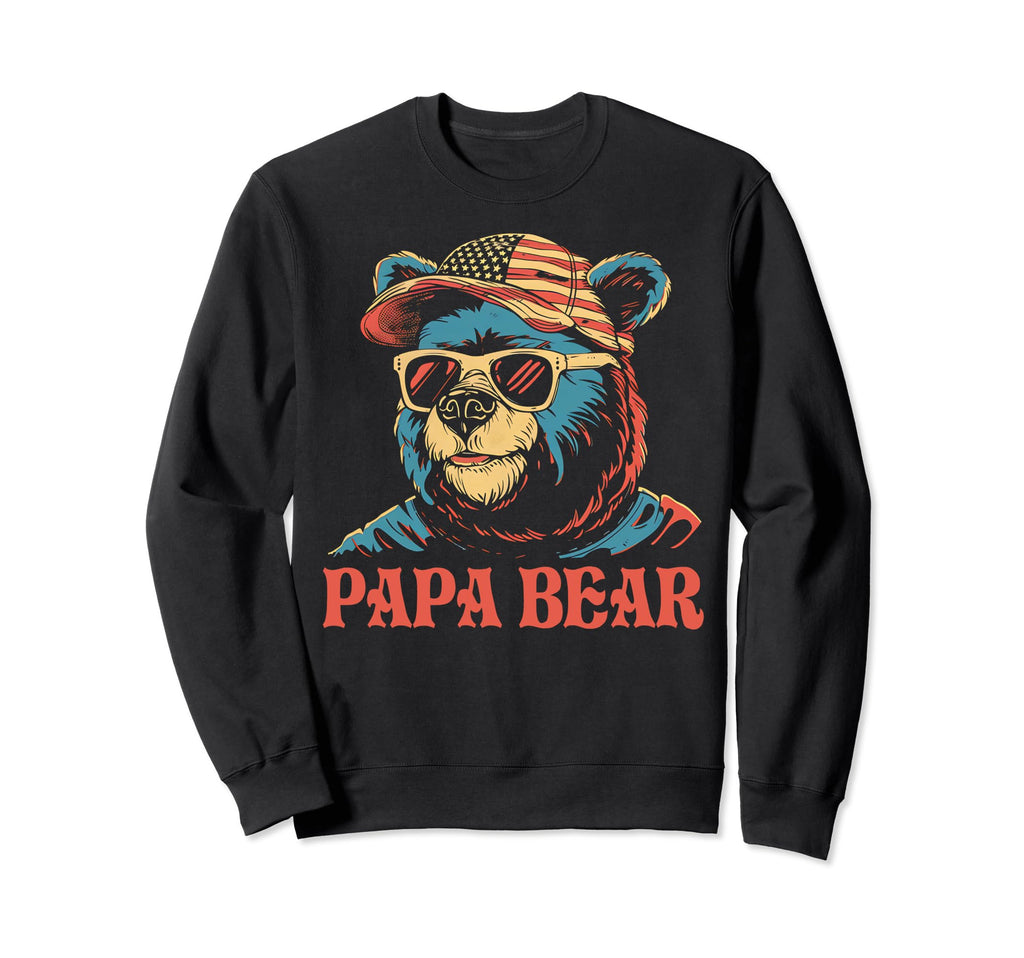 Papa Bear Fathers Day Usa Flag Sweatshirt - Fun Novelty Design for Adults - T-Shirt, Sweatshirt, Hoodie