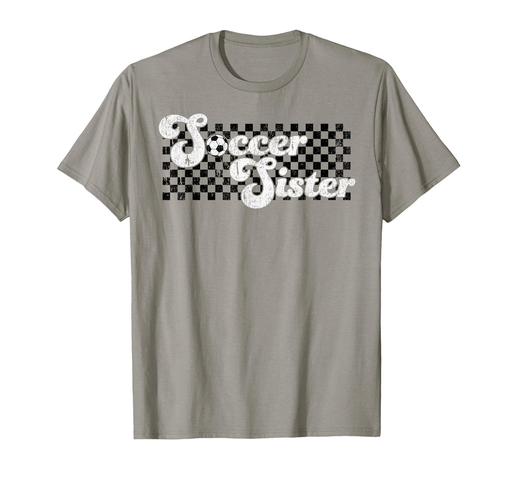 Soccer Sister Soccer Family Checkered T-Shirt - Trendy Graphic for Adults - T-Shirt, Sweatshirt, Hoodie