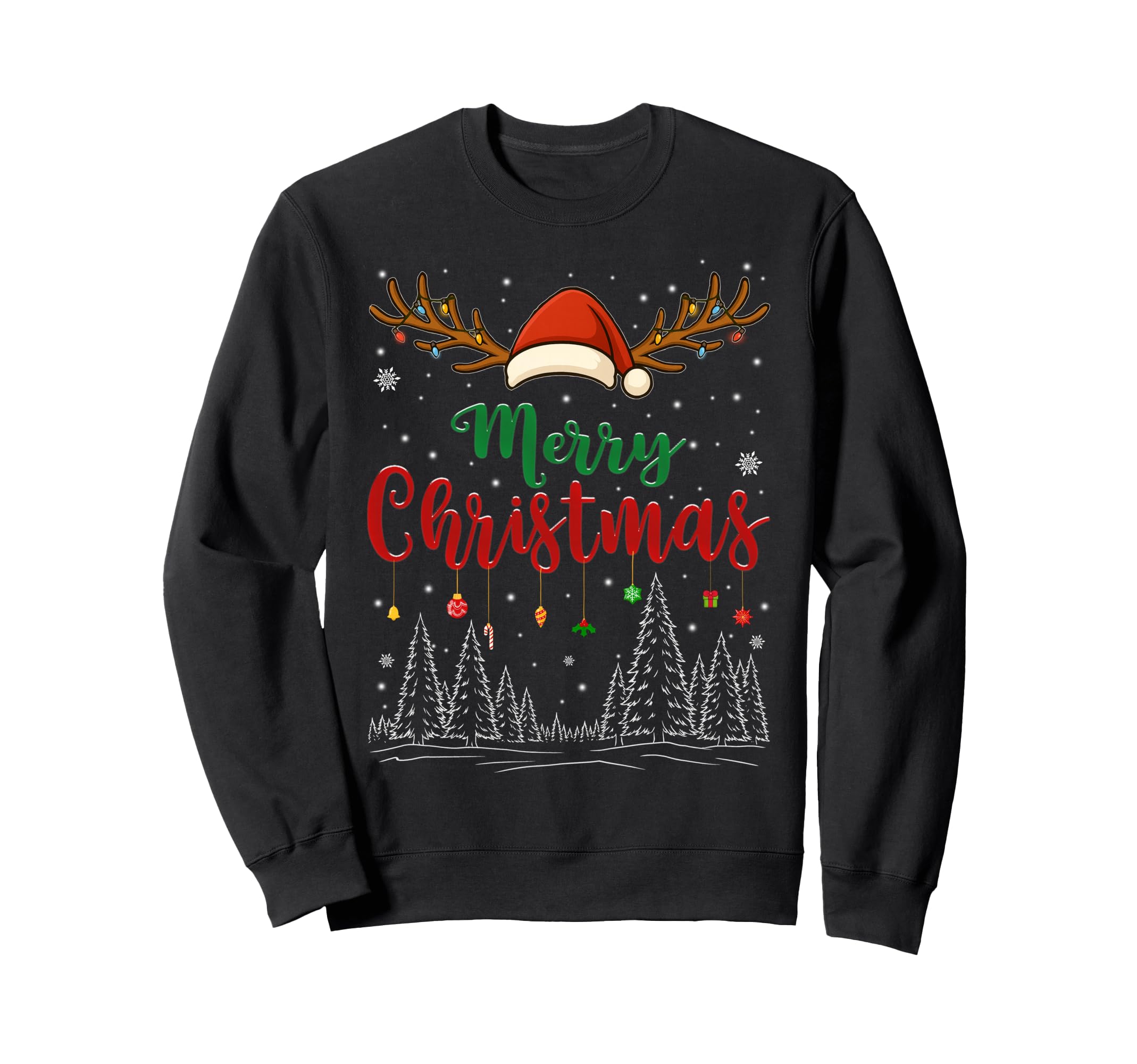 Merry Lights Santa Hat Family Sweatshirt - Novelty Apparel for Adults - T-Shirt, Sweatshirt, Hoodie