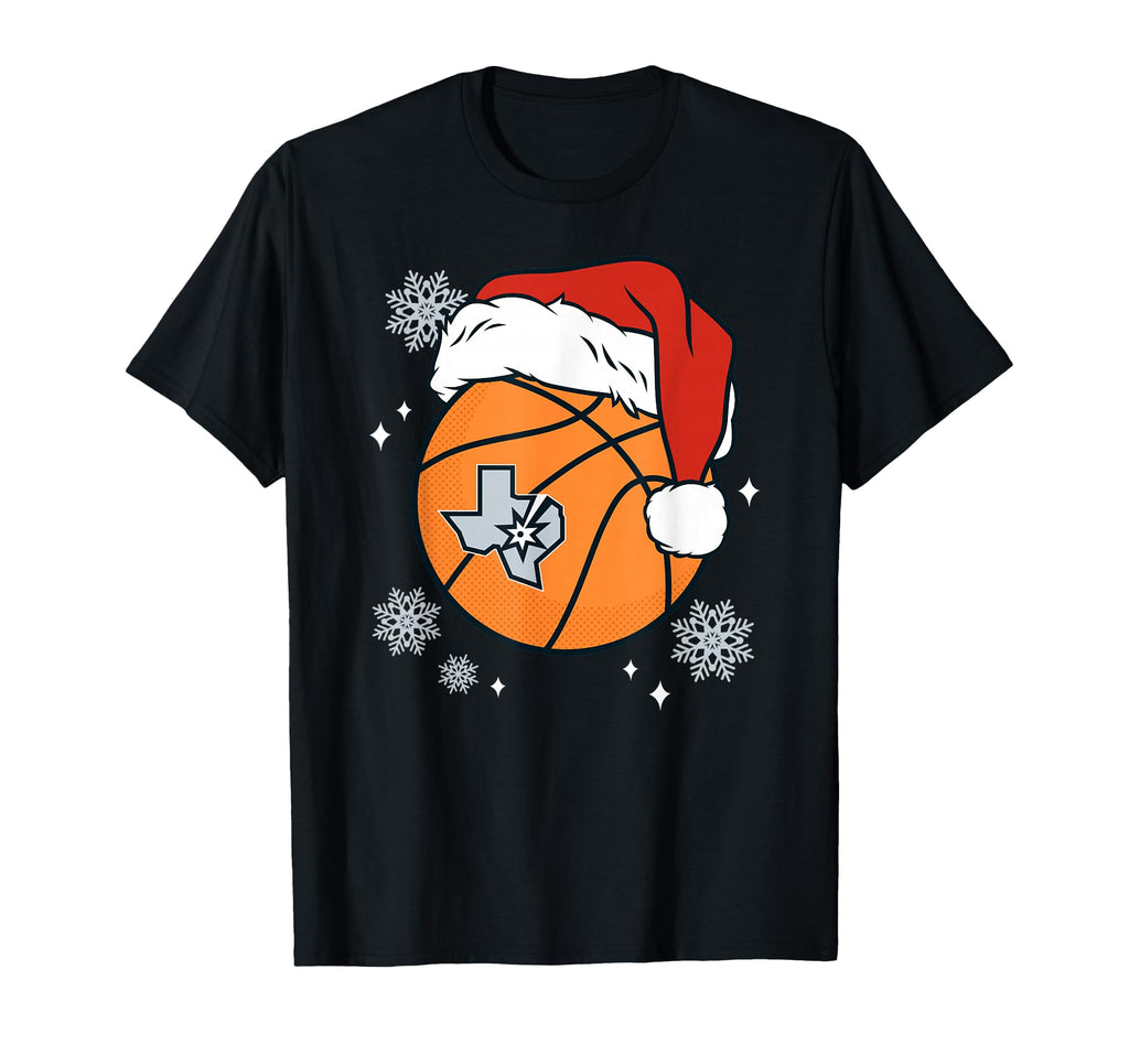 Nba San Antonio Spurs Santa Hat Ball T-Shirt - Aesthetic Graphic for Adults - T-Shirt, Sweatshirt, Hoodie