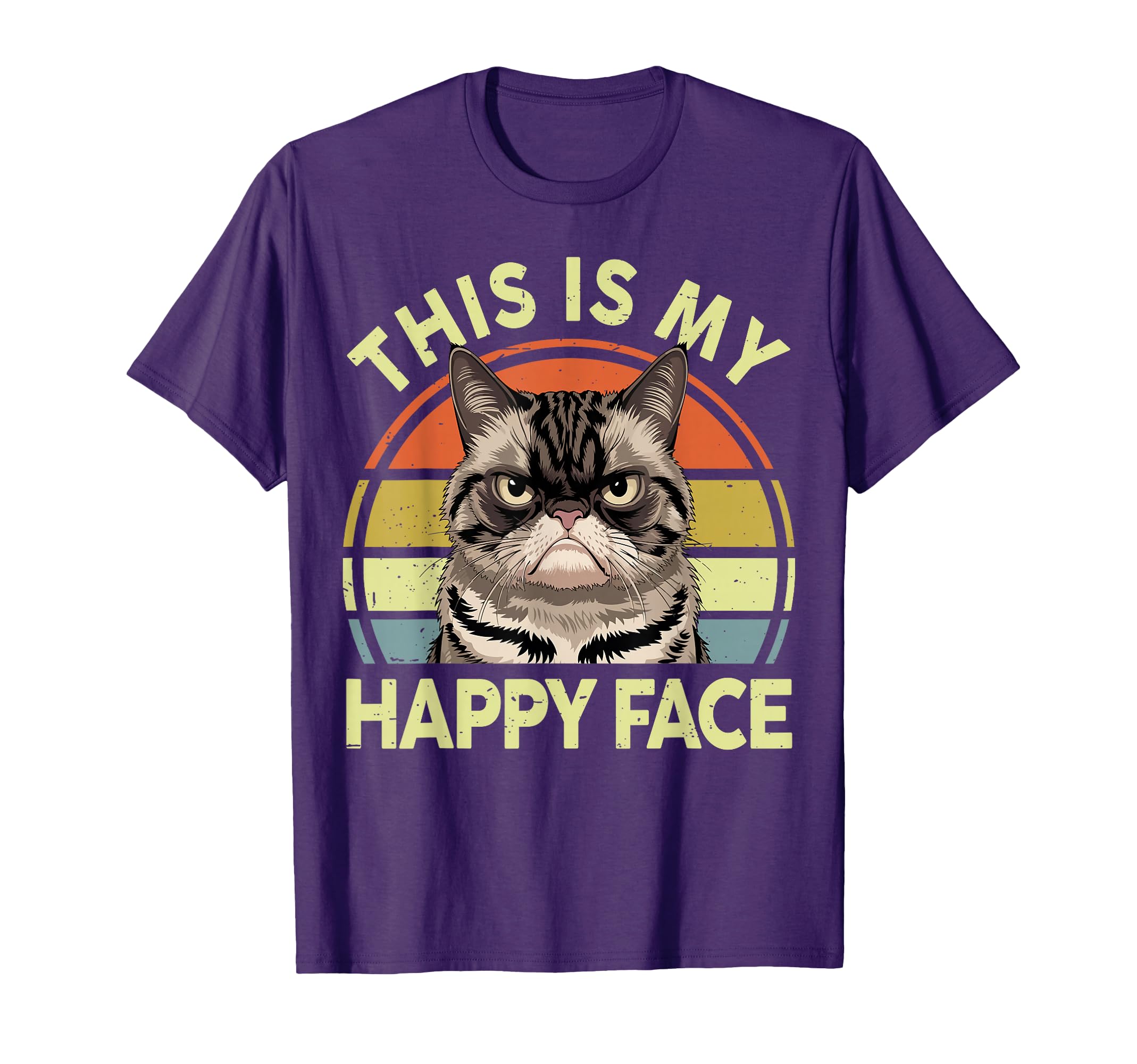 This Is My Happy Face Grumpy Black Cat T-Shirt - Streetwear Style Unisex - T-Shirt, Sweatshirt, Hoodie