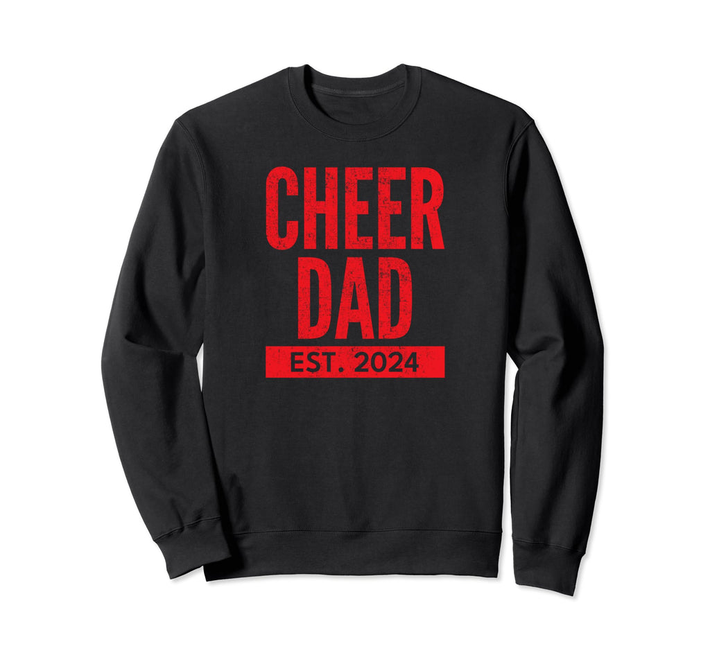 Red Cheer Cheerleader Dad Est 2024 T-Shirt - Minimalist Print Men Women - T-Shirt, Sweatshirt, Hoodie