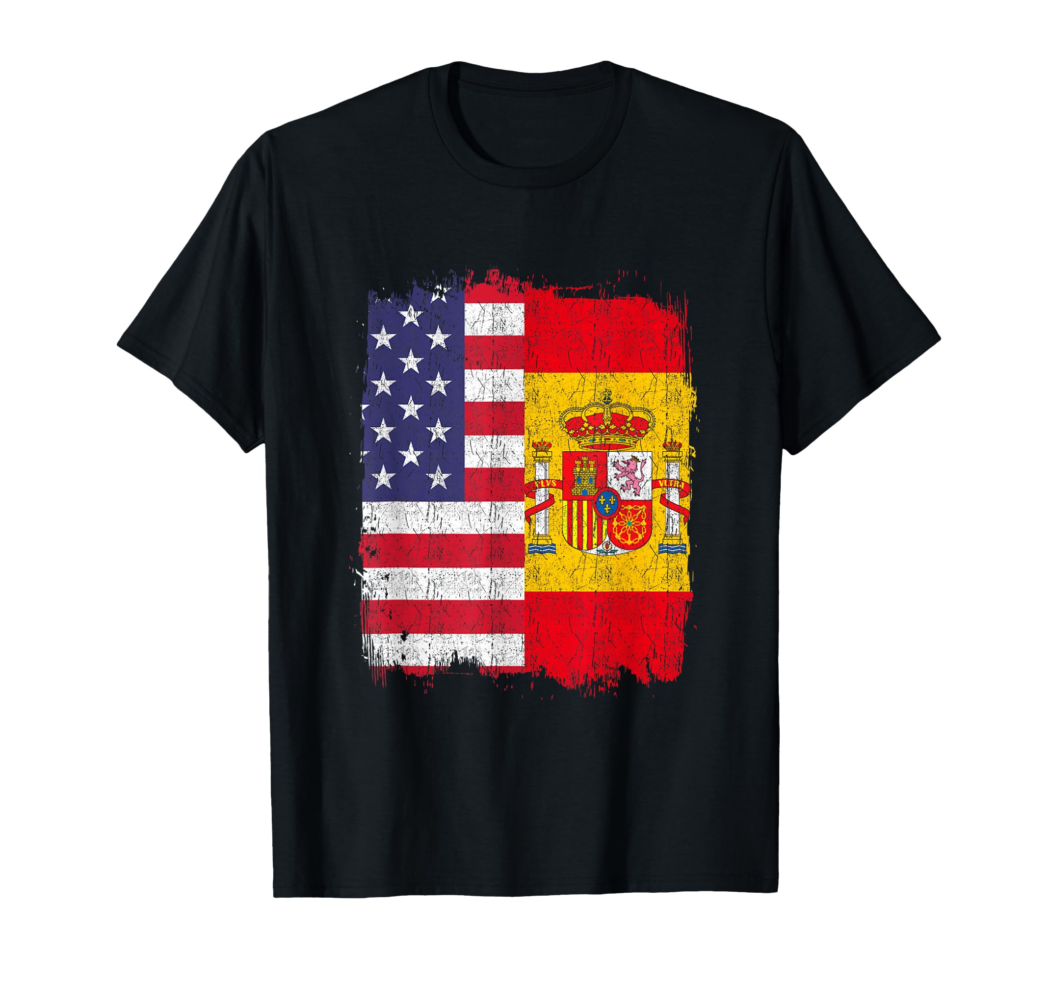 Usa Spain Flag American Spanish T-Shirt - Unique Graphic Men Women - T-Shirt, Sweatshirt, Hoodie