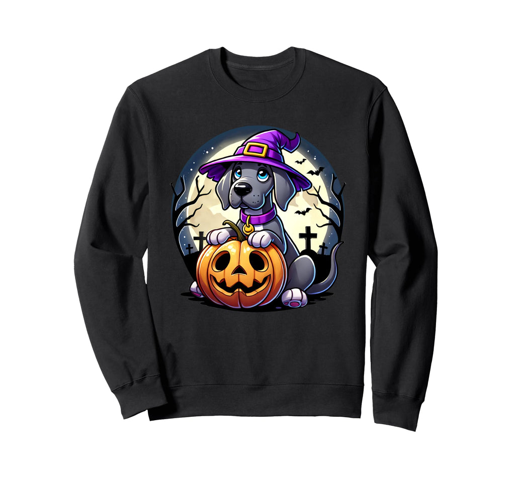 Halloween Great Dane Witch Hat Jack Sweatshirt - Graphic Print for Adults - T-Shirt, Sweatshirt, Hoodie