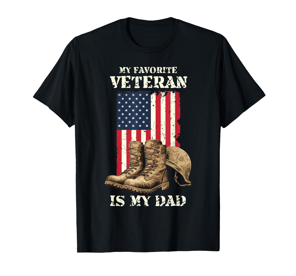 My Favorite Veteran Is My Dad Us Flag T-Shirt - Unique Graphic Men Women - T-Shirt, Sweatshirt, Hoodie