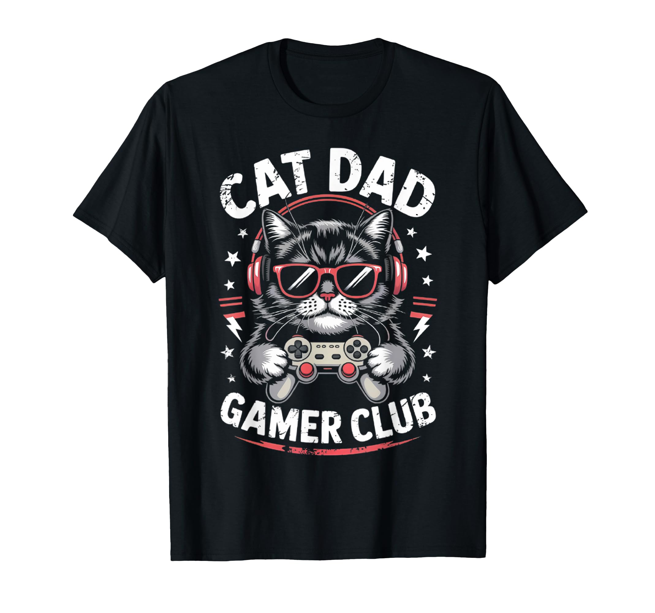 Funny Cat Dad Gamer Club Him Video T-Shirt - Custom Art Print Men Women - T-Shirt, Sweatshirt, Hoodie